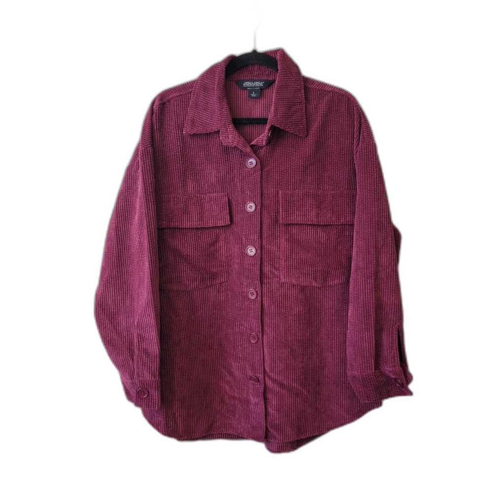 Jou Jou Burgundy Corduroy Button Up Shirt Size L